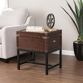 CK9824 Voyager By Southern Enterprises Storage Side Table Trunk - Industrial Style