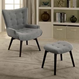 Logrono by Furniture of America CM-AC6164 Accent Chair with Ottoman