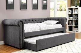 Heidi Collection 1027GY-F Gray Fabric Full Daybed with Trundle