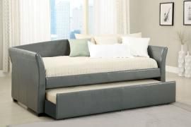 Delmar Collection 1956GY Gray Leatherette Twin Daybed with Trundle