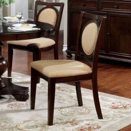 Abergele by Furniture of America Brown Cherry & Tan Dining Chairs