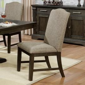 Faulk by Furniture of America Espresso & Warm Grey Dining Chairs Set of 2
