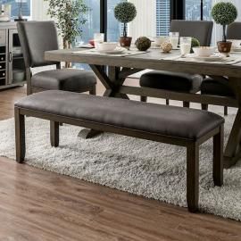 Irving by Furniture of America Gray & Espresso Rustic Dining Bench 