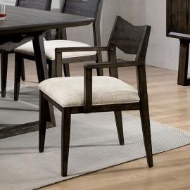Meridian by Furniture of America Dark Walnut & Ivory Dining Arm Chairs