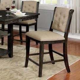 Patience by Furniture of America Dark Walnut & Beige Counter Height Dining Chairs