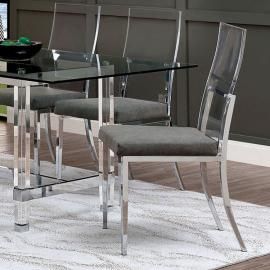 Casper by Furniture of America Chrome & Gray Dining Chairs