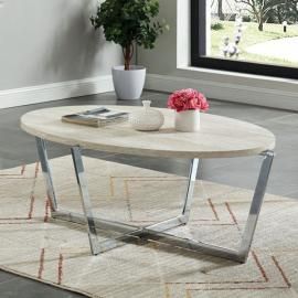 Madisyn White & Chrome Finish by Furniture of America Collection CM4356C Coffee Table
