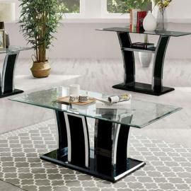 Staten Glossy Black & Chrome Finish by Furniture of America Collection CM4372BK-C Coffee Table