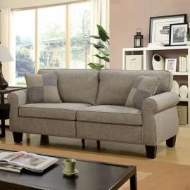 Rhian Light Gray Linen-Fabric Sofa CM6328LG-SF by Furniture of America