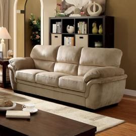 Jaya Light Brown Padded Microfiber Fabric Sofa CM6503LB-SF by Furniture of America