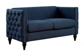 Emer Dark Blue Linen-Fabric Loveseat CM6780BL-LV by Furniture of America