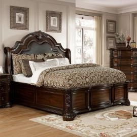Niketas Brown Cherry Finish King Bed CM7860EK by Furniture of America