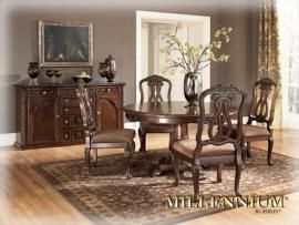 Ashley D553-03A North Shore Dining Arm Chair Set of 2 in Dark Brown