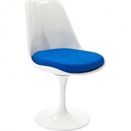 Lippa EEI-115-BLU White Swivel Side Chair with Blue Fabric Seat