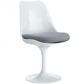 Lippa EEI-115-Grey White Swivel Side Chair with Grey Fabric Seat