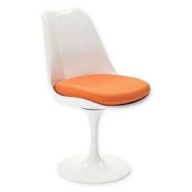 Lippa EEI-115-ORA White Swivel Side Chair with Orange Fabric Seat