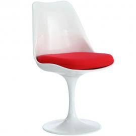 Lippa EEI-115-RED White Swivel Side Chair with Red Fabric Seat