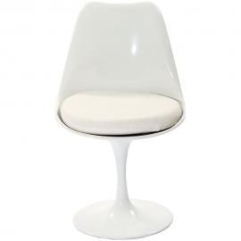 Lippa EEI-115-WHI White Swivel Side Chair with White Fabric Seat