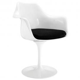 Lippa EEI-116-BLK Modern White Swivel Dining Arm Chair with Black Seat