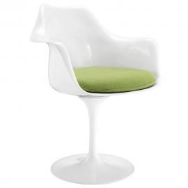 Lippa EEI-116-GRN Modern White Swivel Dining Arm Chair with Green Seat