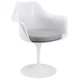 Lippa EEI-116-GRY Modern White Swivel Dining Arm Chair with Grey Seat