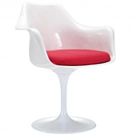 Lippa EEI-116-RED Modern White Swiveling Dining Arm Chair