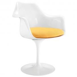 Lippa EEI-116-YLW Modern White Swivel Dining Arm Chair with Yellow Seat