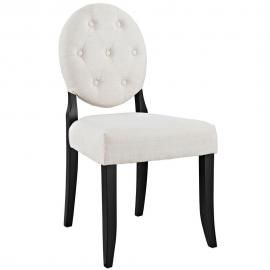 Button EEI-1381-BEI Beige Fabric Round Back Dining Side Chair