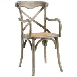 Gear EEI-1538-GRY Mid Century Modern Walnut Dining Arm Chair