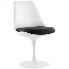 Lippa EEI-1594-BLK White Swivel Side Chair with Black Vinyl Seat