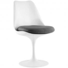 Lippa EEI-1594-GRY White Swivel Side Chair with Grey Vinyl Seat