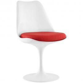 Lippa EEI-1594-RED White Swivel Side Chair with Red Vinyl Seat