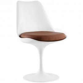 Lippa EEI-1594-TAN White Swivel Side Chair with TAN Vinyl Seat