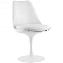 Lippa EEI-1594-WHI White Swivel Side Chair with White Vinyl Seat
