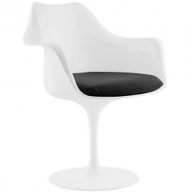Lippa EEI-1595-BLK Modern White Swivel Dining Arm Chair with Black Vinyl Seat