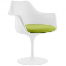 Lippa EEI-1595-GRN Modern White Swivel Dining Arm Chair with Green Vinyl Seat