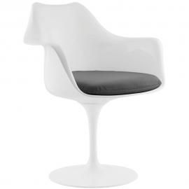 Lippa EEI-1595-GRY Modern White Swivel Dining Arm Chair with Grey Vinyl Seat