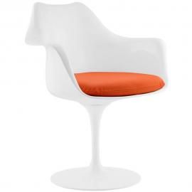 Lippa EEI-1595-ORA Modern White Swivel Dining Arm Chair with Orange Vinyl Seat