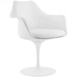 Lippa EEI-1595-WHI Modern White Swivel Dining Arm Chair with WHI Vinyl Seat