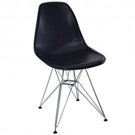 Paris EEI-179-BLK Black Indoor/Outdoor Dining Side Chair with Chrome Legs