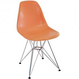 Paris EEI-179-ORA Orange Indoor/Outdoor Dining Side Chair with Chrome Legs