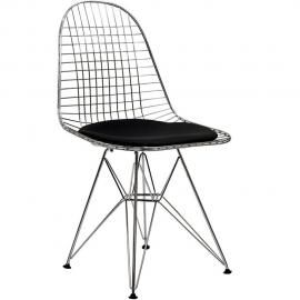 Tower EEI-200-BLK Metal Dining  Side Chair with White Seat