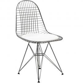 Tower EEI-200-WHI Metal Dining  Side Chair with White Seat