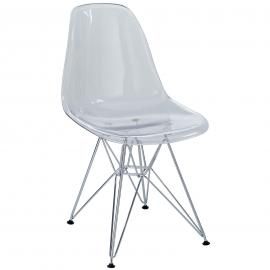 Paris EEI-220-CLR Clear Acrylic Dining  Side Chair with Chrome Legs