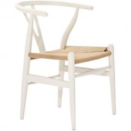 Amish EEI-552-WHI Mid Century Modern Curved Dining Arm Chair