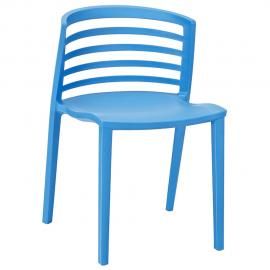 Curvy EEI-557-BLU Blue Slat Back Dining Side Chair