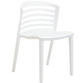 Curvy EEI-557-White Slat Back Dining Side Chair