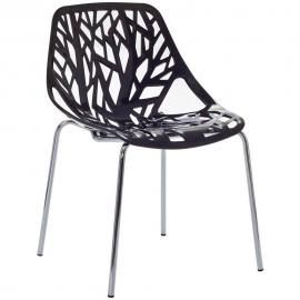 Weever EEI-651-BLK Black Tree Pattern Dining Side Chair