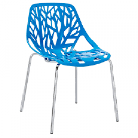 Weever EEI-651-BLU Blue Tree Pattern Dining Side Chair