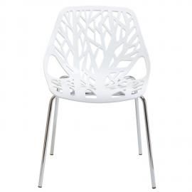 Weever EEI-651-WHI White Tree Pattern Dining Side Chair
